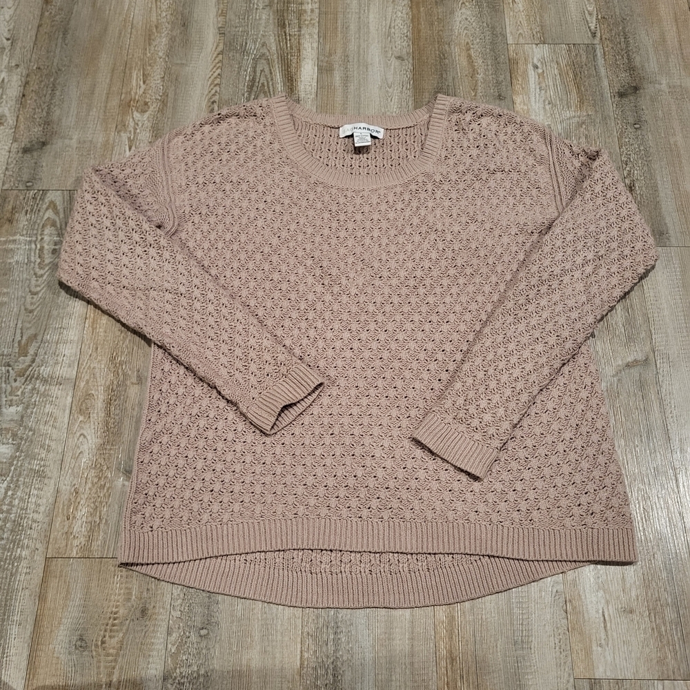 Sag Harbor Crewneck Taupe Knit Lightweight Crewneck Sweater Size Large